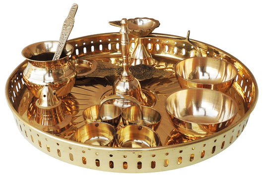 Brass Puja Thali Set With Multiple Items