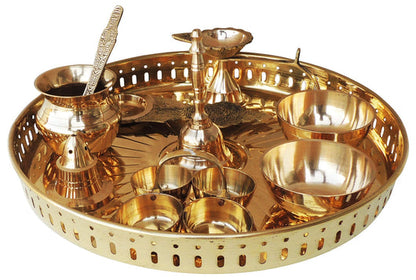 Brass Puja Thali Set With Multiple Items