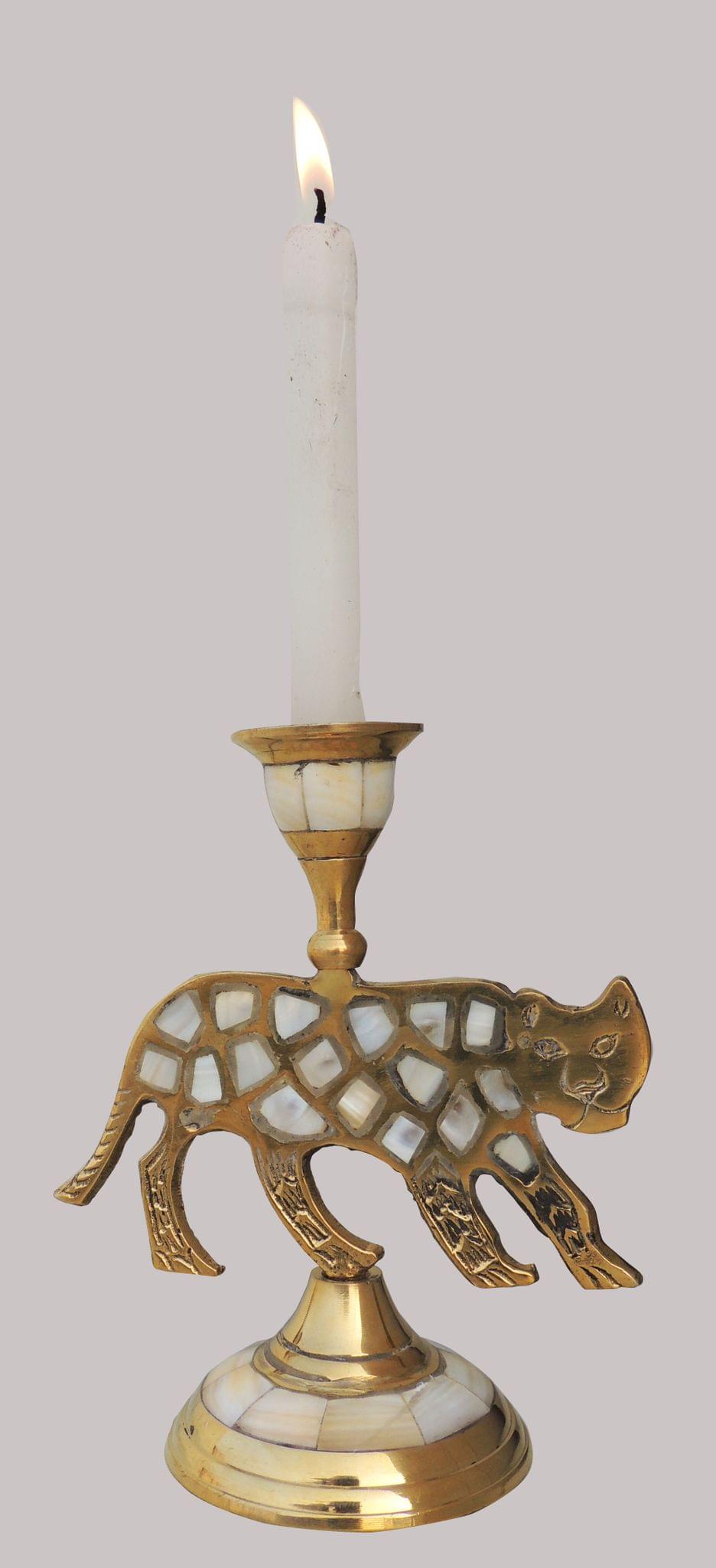 Brass Table Tiger Candle Stand