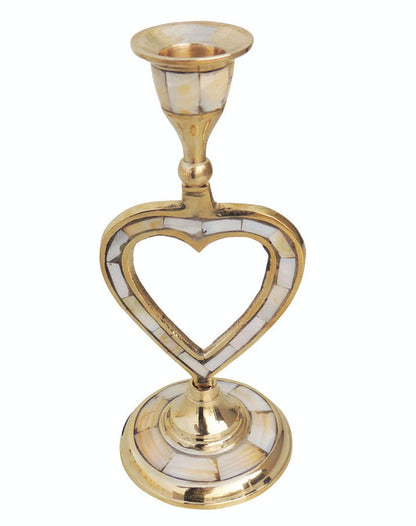 Brass Table Heart Candle Stand