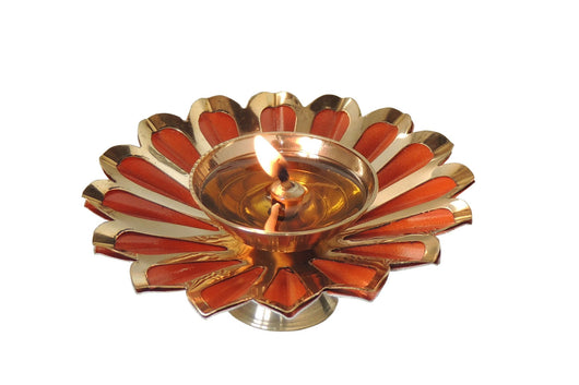 Iron and Brass Deepak Orange Colour