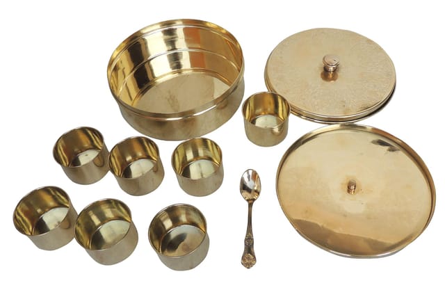 Brass Masala Box Set With Spoon