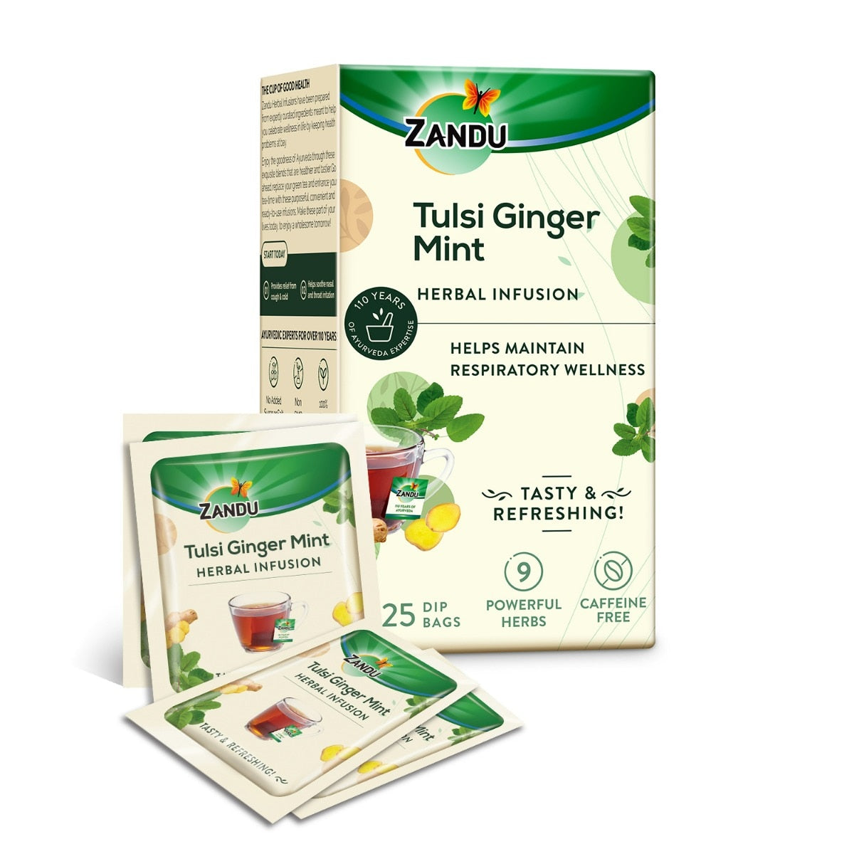Zandu Tulsi Ginger Mint Herbal Infusion 25 Tea Bags